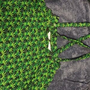 Green Leaf Patterned Dress